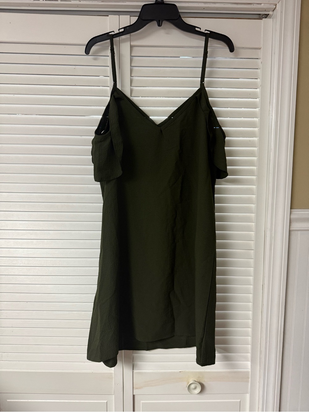 SHEIN Olive Green Ruffle Sleeve Slip Dress